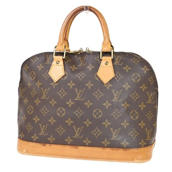 LOUIS VUITTON LV Logo Alma Hand Bag Monogram Leather Brown France - Picture 1 of 16